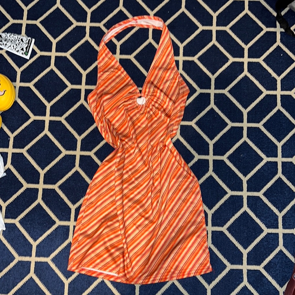 Urban Outfitters Sunset Striped Halter Mini Dress - size M (but fits like an S)